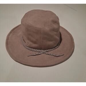 Free People 100% Genuine Leather Hat Women's One Size OS UT Gray Boho Chic